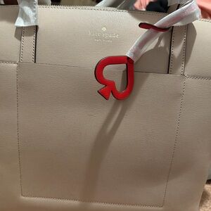 Kate Spade Beige Tote with Red Accent